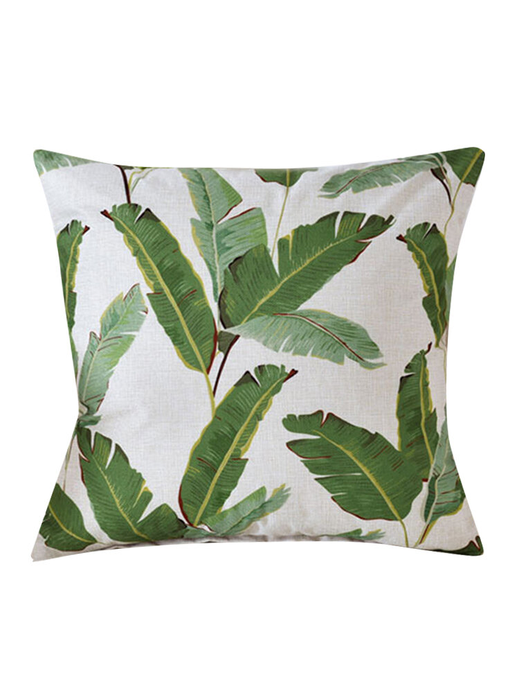 

Tropical Rain Forest Pattern Pillowcase Green Leaves Cactus Cotton Linen Cushion Covers