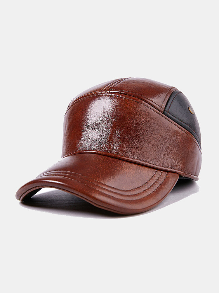 Men's Hat Cap Warm Ear Protection Leather Hat Cotton Hat Thickening