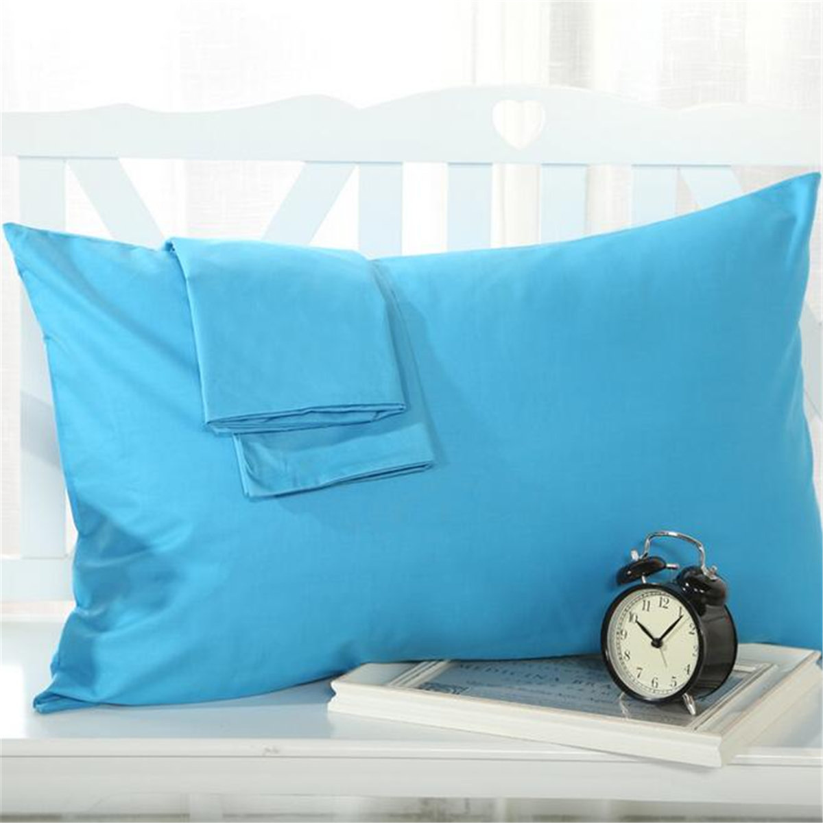 2pcs Cotton Pillow Case Cover Pillowcase Standard Bed Sofa Cushion Solid Color