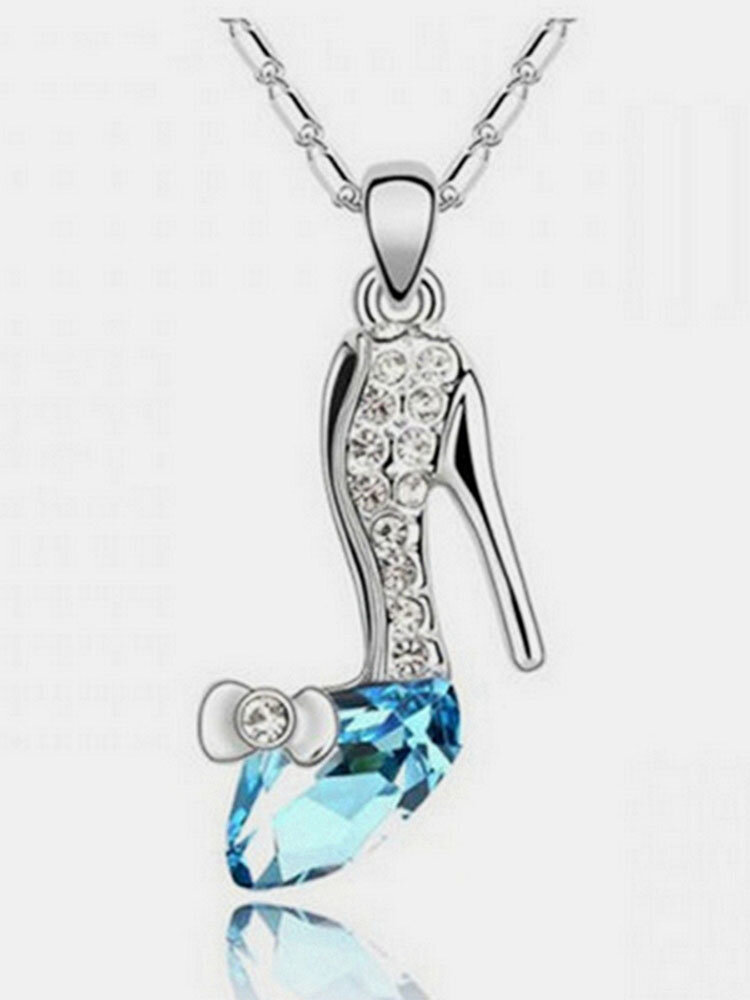 Crystal Cinderella Glass Slipper Pendant Necklace