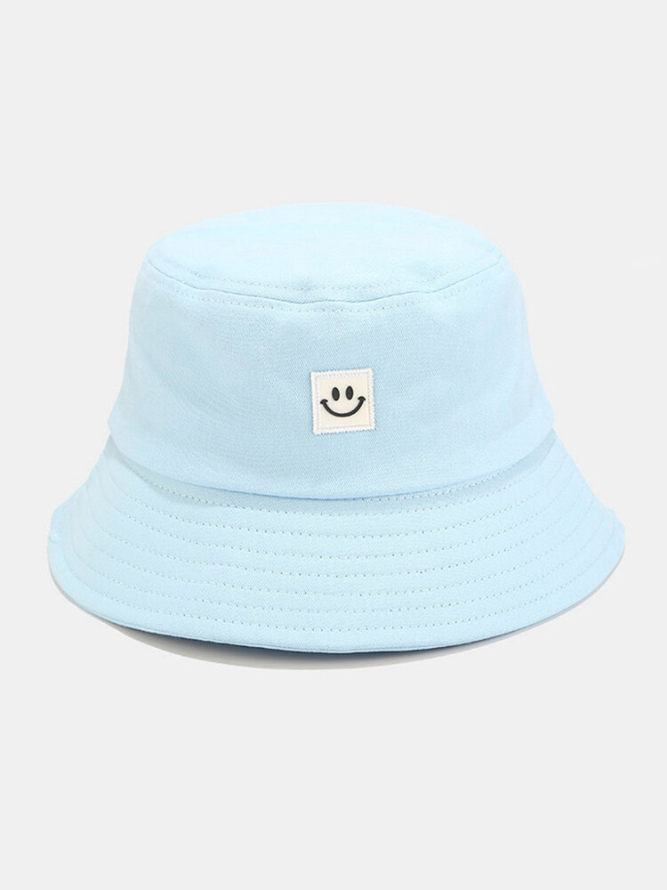 

Women & Men Smile Embroidery Pattern All-match Outdoor Casual Sunshade Bucket Hat, Black;white