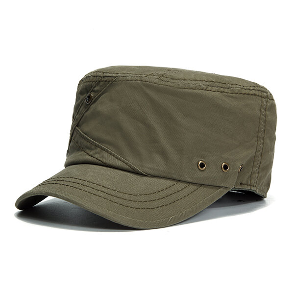 

Mens Cotton Breathable With Ventilation Holes Flat Top Caps Outdoor Sunshade Military Army Hat, Blue;khaki;army green