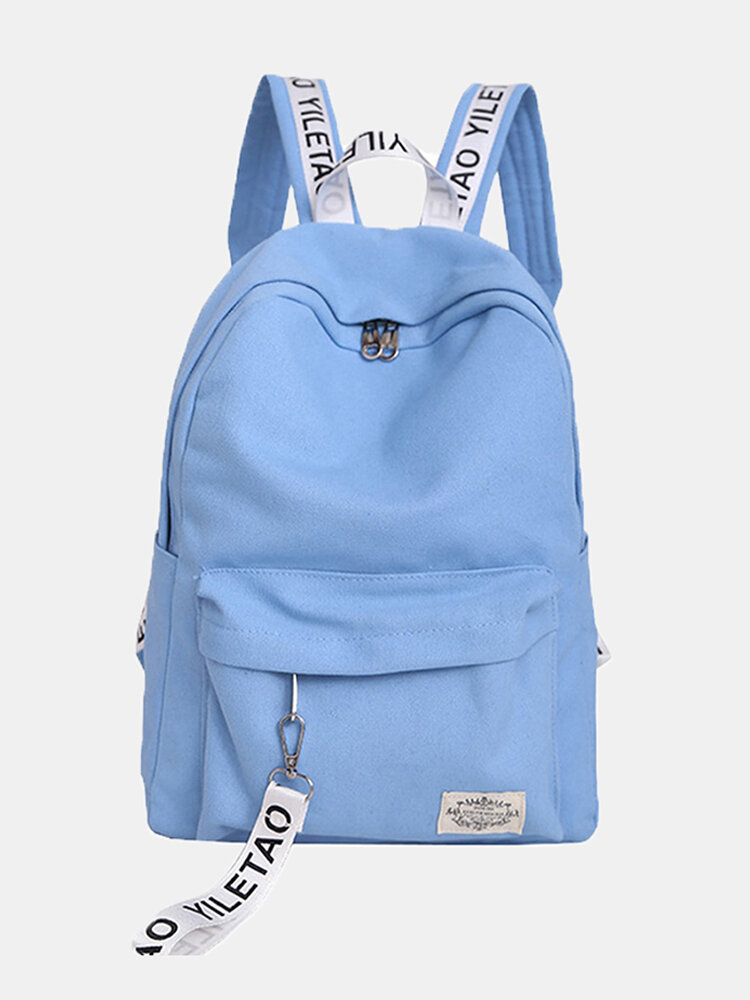Women's Backpack Canvas Brief Large Capacity Preppy Letter Print Backpack