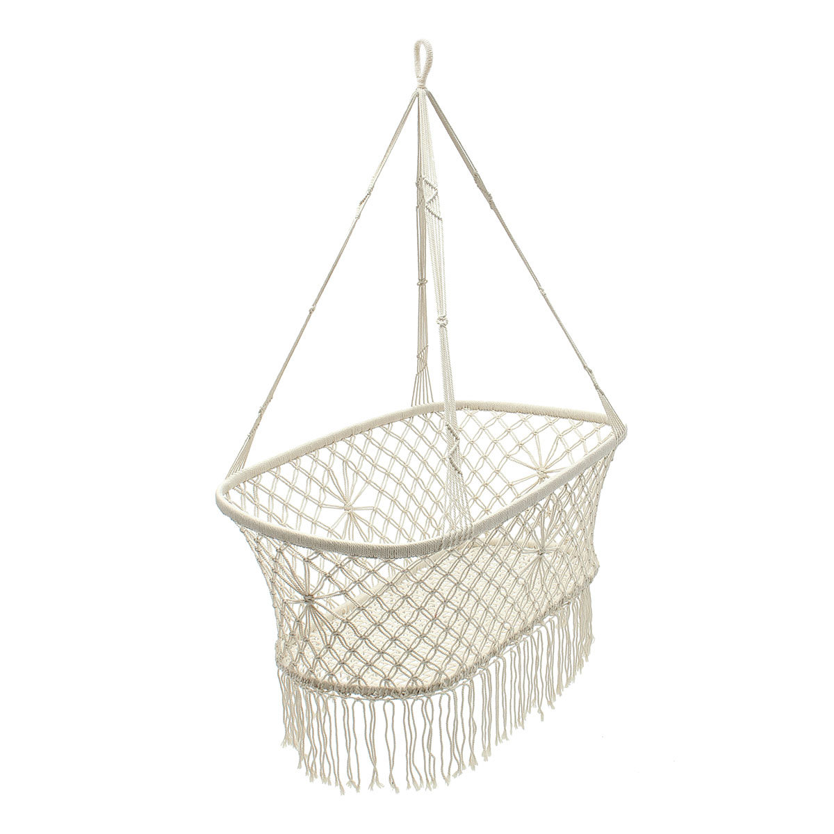 Baby Garden Hanging Hammock Cotton Woven Rope Swing Patio Chair Seat 90*87*57cm