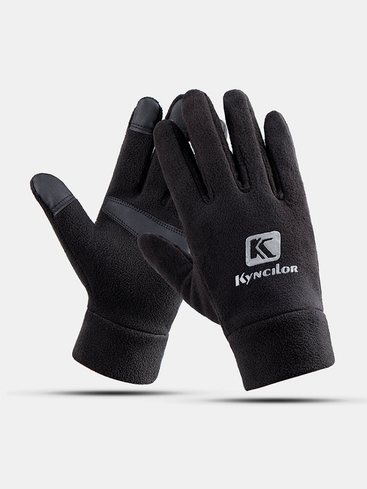Men Touch Screen Windproof Warm Velvet Full-finger Gloves Fitness Tactical Skiing Driving Gloves