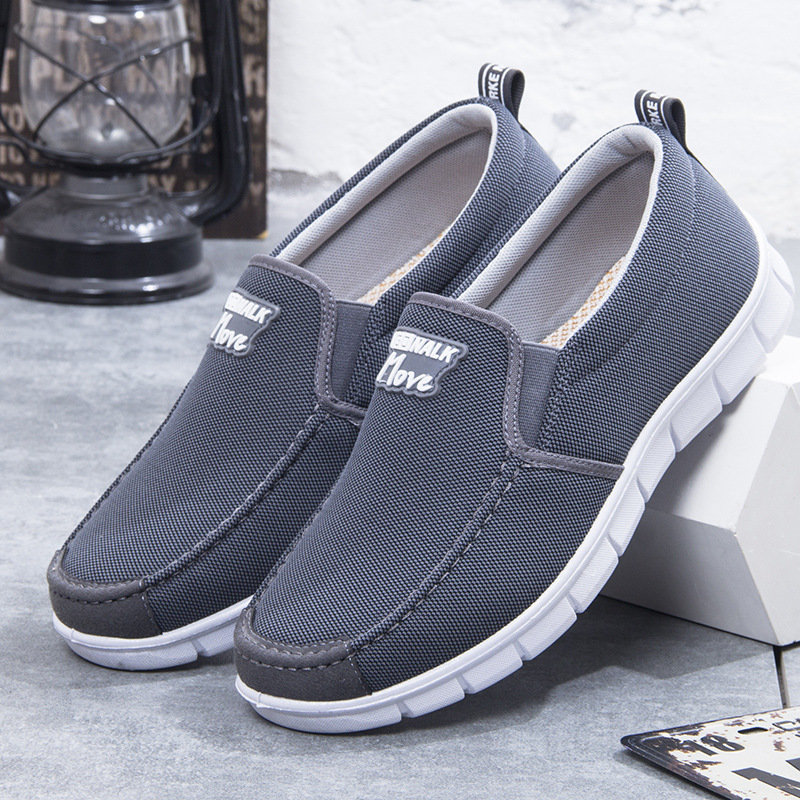 

Men Old Peking Style Comfy Soft Sole Slip On Fabric Casual Shoes, Black;blue;grey