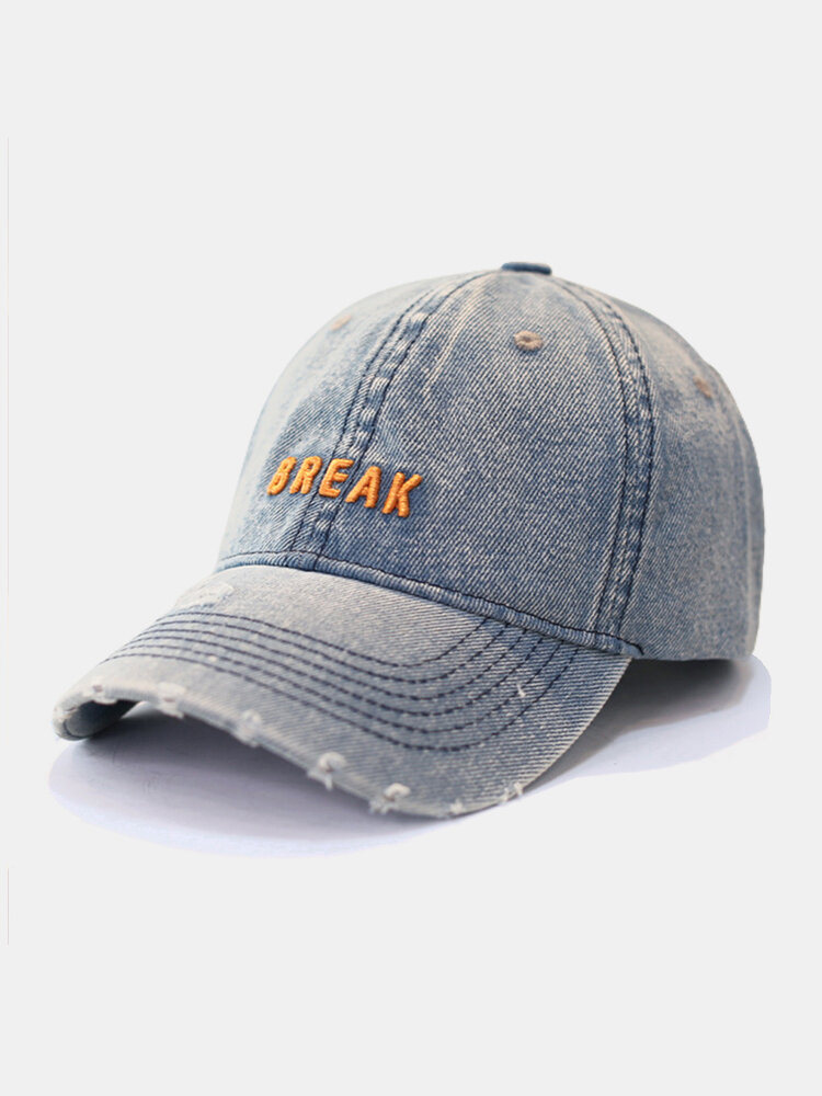 Unisex Denim Made-old Letters Pattern Fashion Outdoor Sunshade Baseball Hat
