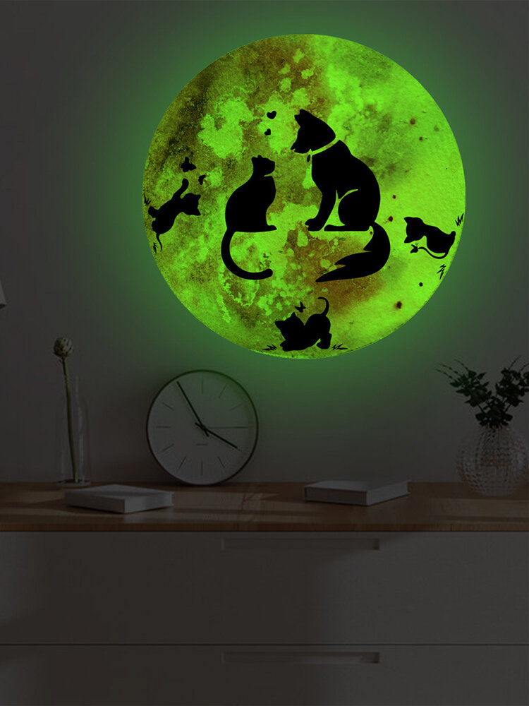 

Black Cat And Moon Pattern Flashing Wall Art Glow In The Dark Self-adhesive Home Decal Decor Liminous Wall Sticker For K, Green