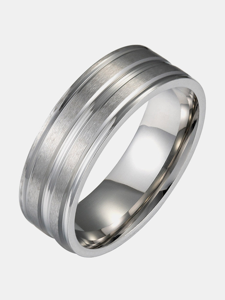 Модное простое однотонное кольцо геометрической формы из матовой нержавеющей стали