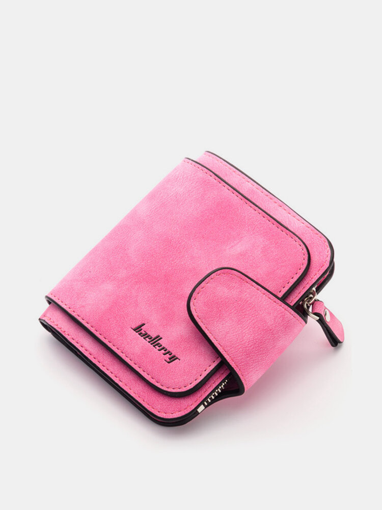 Women Trifold PU Leather Short Wallet 8 Card Slot Coin Purse