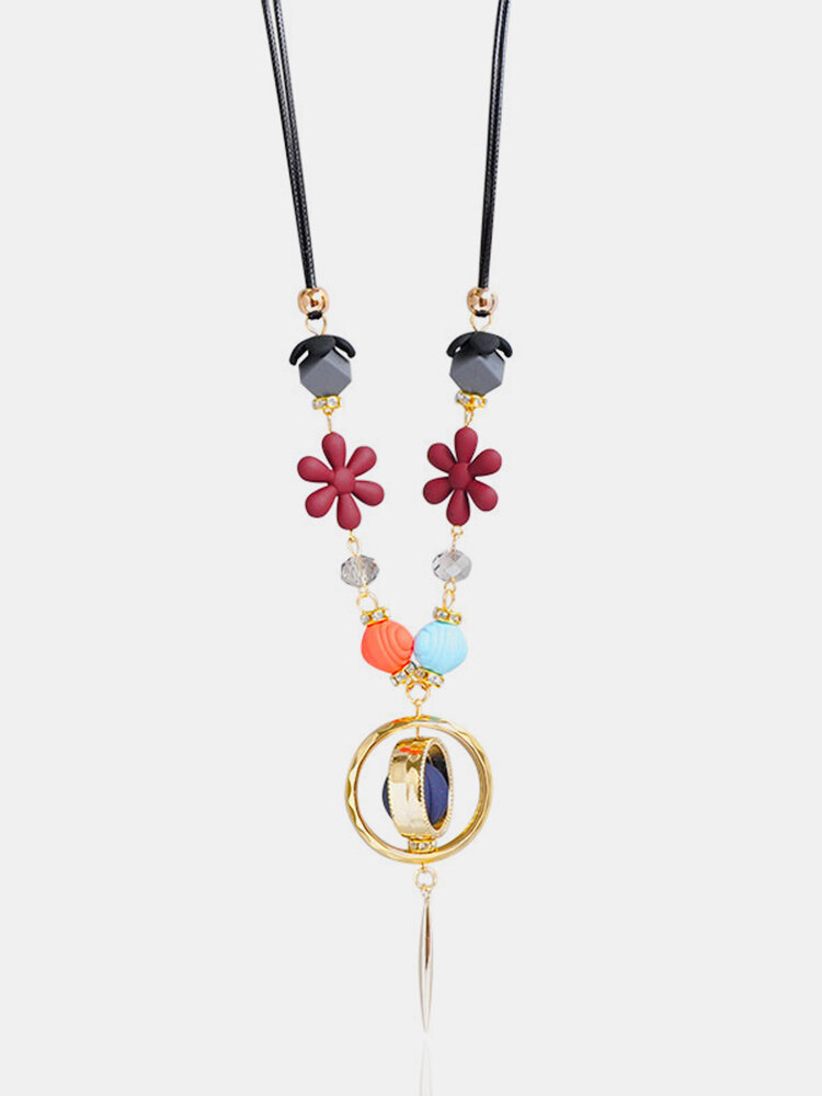 Sweet Women Necklace Acrylic Flower Pendant Necklace