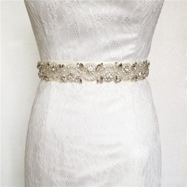 Women Rhinestone Bead Ribbon Elegant Party Dress Sash Belt Wedding Cocktail Dress Accessories