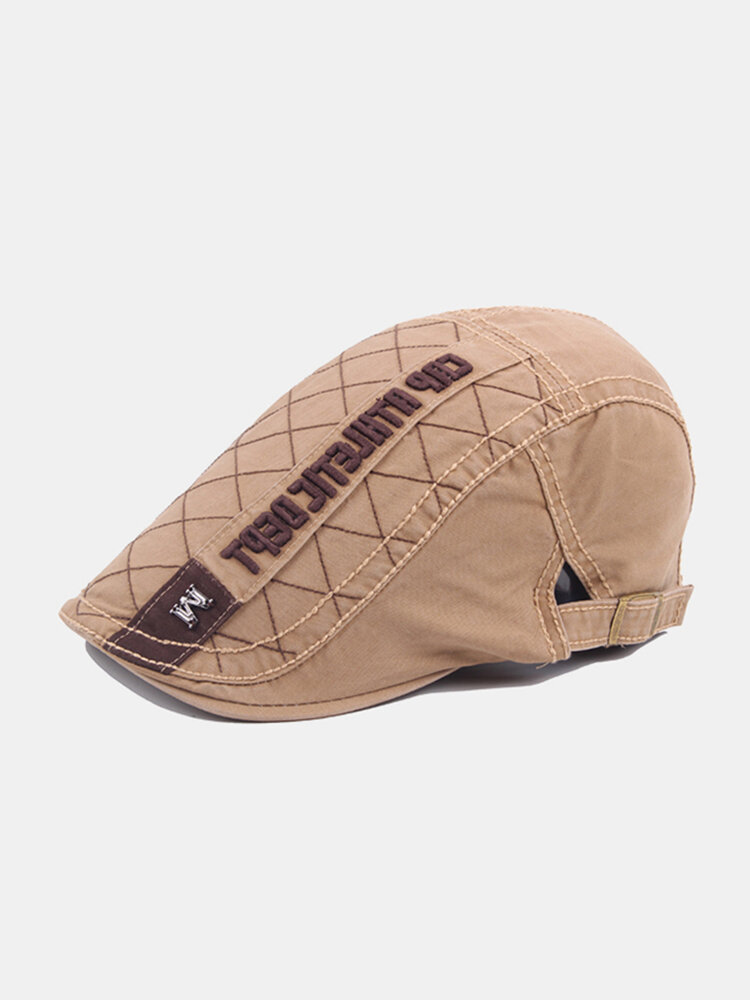 Mens Cotton M Logo Embroidery Letter Beret Cap Casual Visor Forward Hat Adjustable