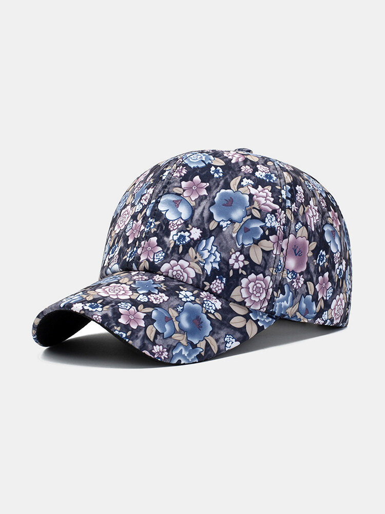 Women Cotton Overlay Colorful Floral Print Casual Sunshade Baseball Cap
