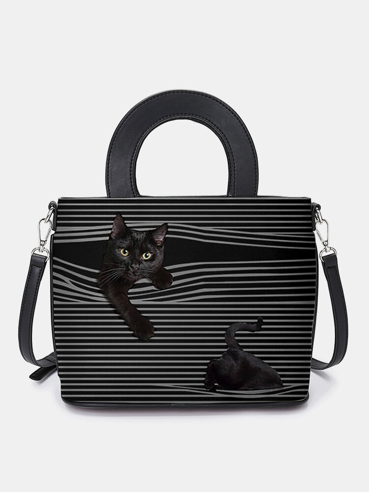 Women Cat Striped Handbag Crossbody Bag Shoulder Bag Satchel Bag