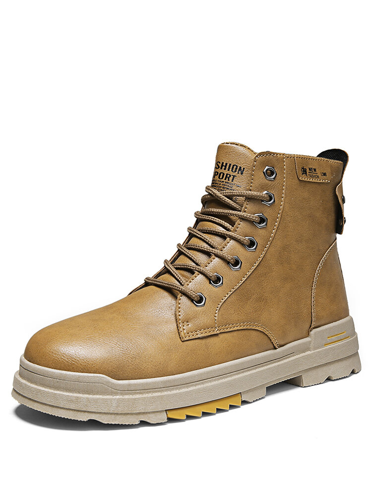 Men PU Non Slip Outdoor Casual Tooling Boots