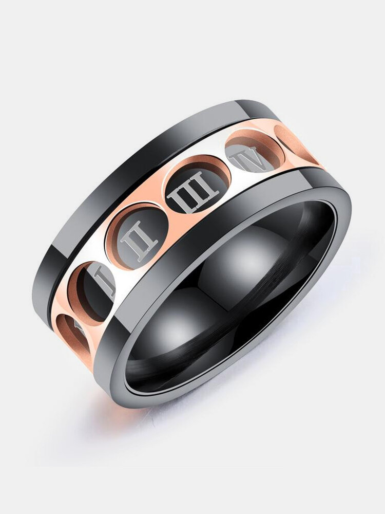 Men's Twelve Rome Digital Rotatable Ring Stainless Steel Ring 