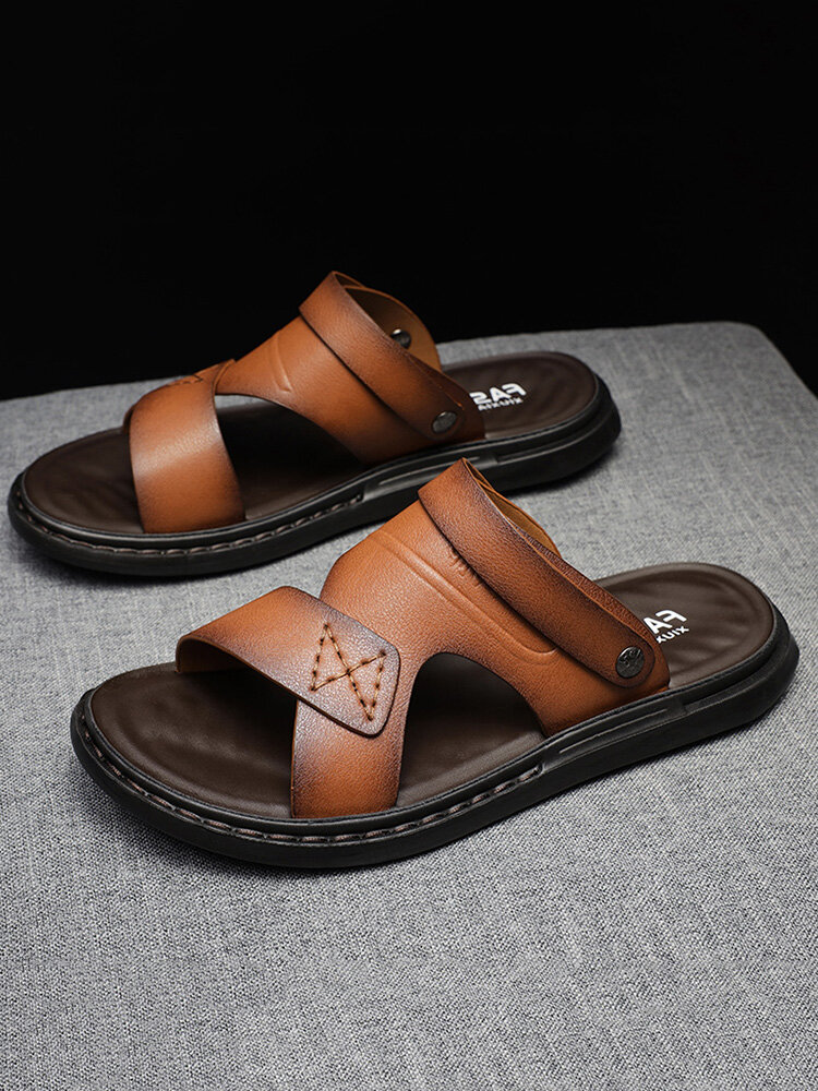Men Two Ways Wearing Oped Toe Beach Water Casual Sandals