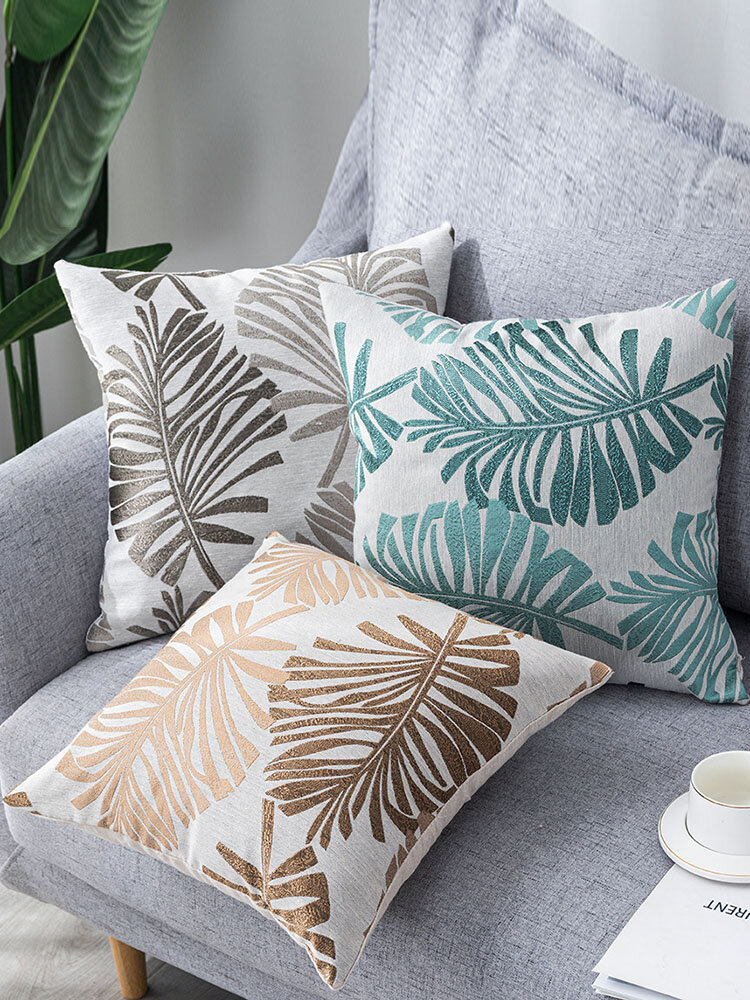 1PC Plant Leaf Pattern Modern Style Linen Pillowcase Home Decor Sofa Living Room Car Throw Cushion Cover