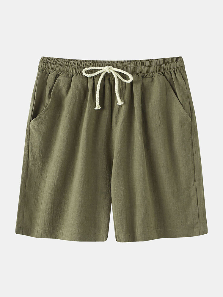 Mens Solid Color Basics Drawstring Shorts With Pocket