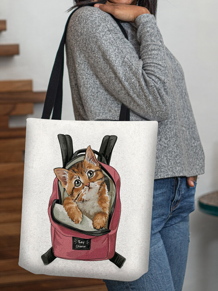 Women Cat Backpack Pattern Print Shoulder Bag Handbag Tote