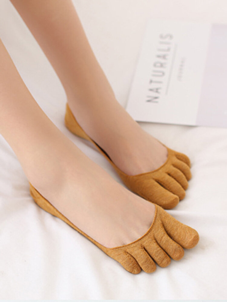 Women Cotton Invisible Toe Socks Half Grip Heel Socks Breathable Solid Socks