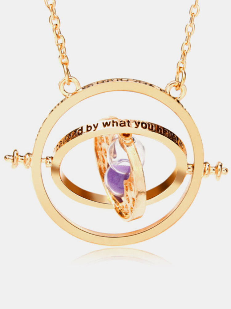 Gold Rotating Hourglass Time Turner Charm Necklaces for Women