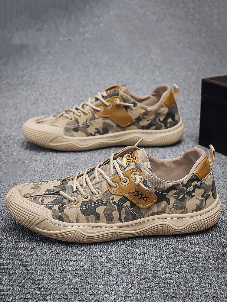 

Men Camouflage Ice Silk Cloth Soft Lace Up Casual Shoes, Black;gray;khaki