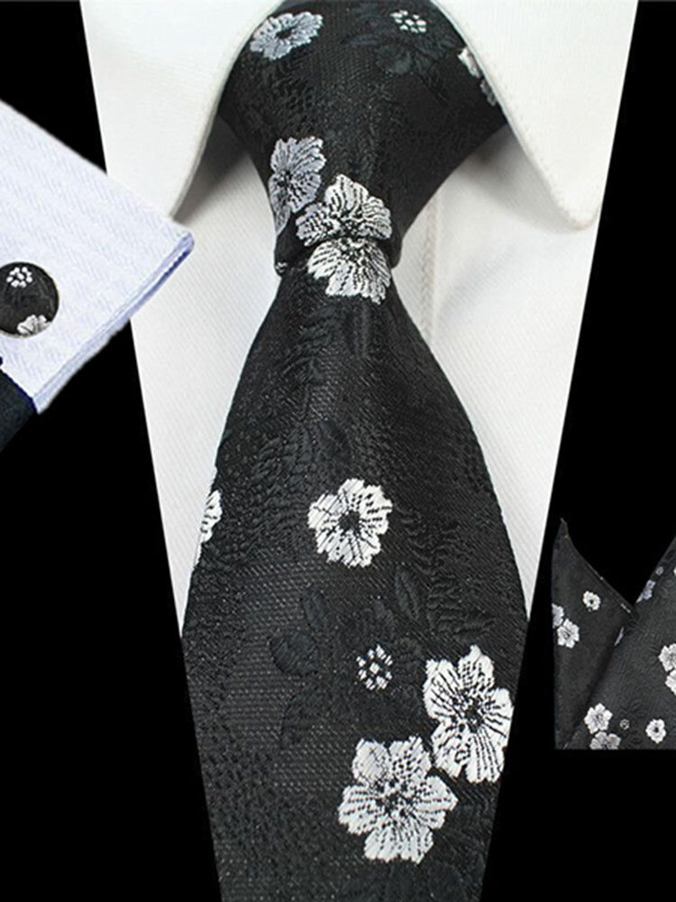 Men Business Formal Necktie Wedding Jacquard Flowers Bow Tie 
