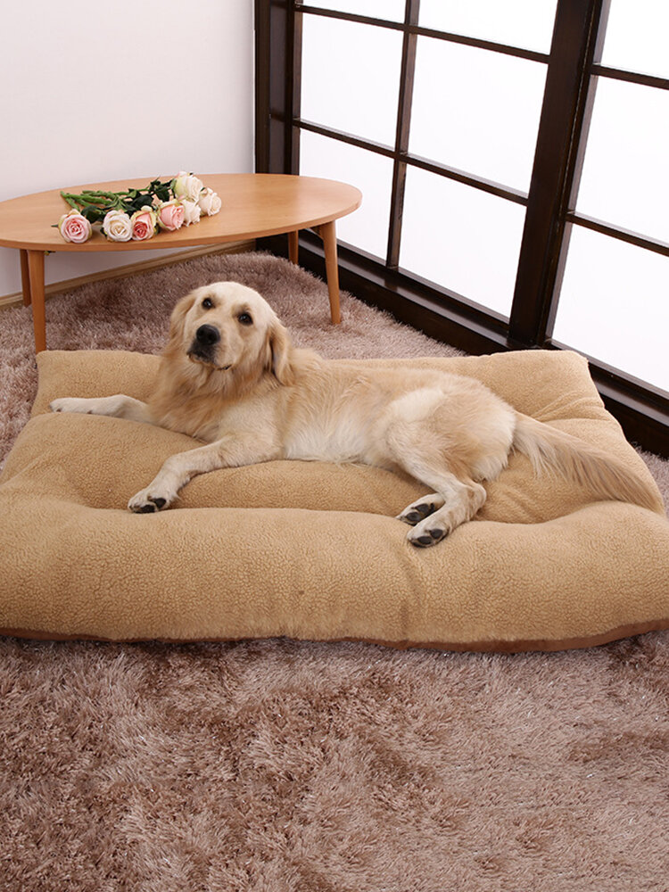 Shearling Velvet Suede Pet Sleeping Bed Cushion Mat Winter Warm Bed for Large Dogs