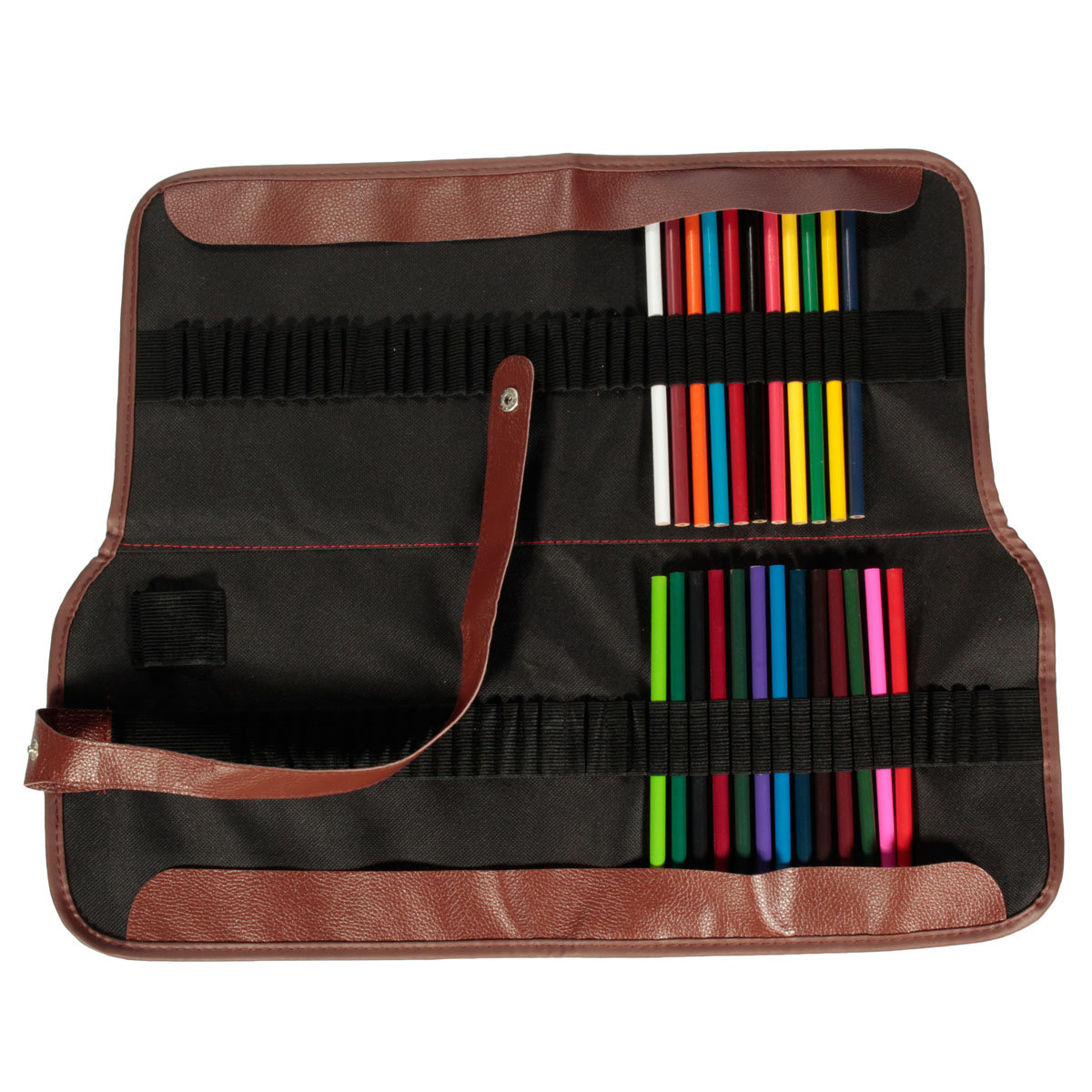 72 Slots Canvas Leather Contracted Pencil Roll Case For Colour Pen Sketch Pen School Supplies