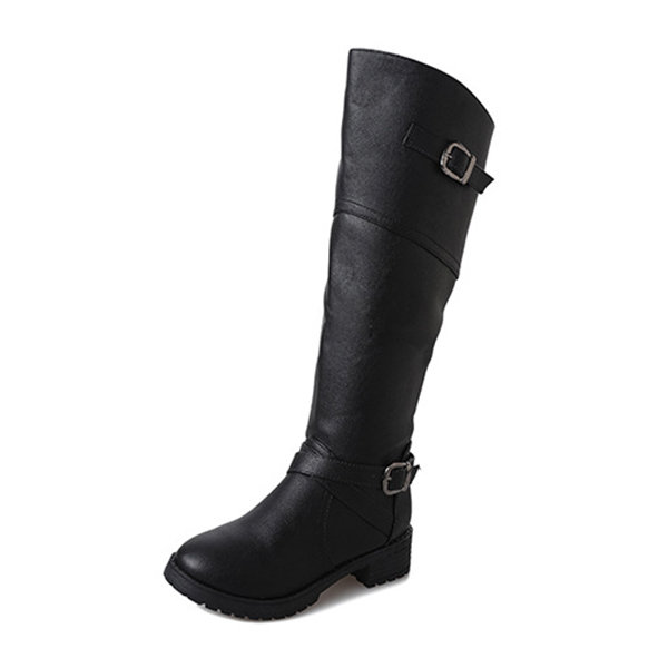 High Top Tube Belt Buckle Boots For Women