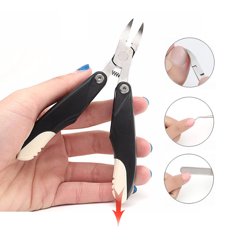 

3 In 1 Folded Ingrown Nail Clipper Nail File Nail Trapper Cleaner Set Manicure Tool Nail Art Tool, Black;red;white