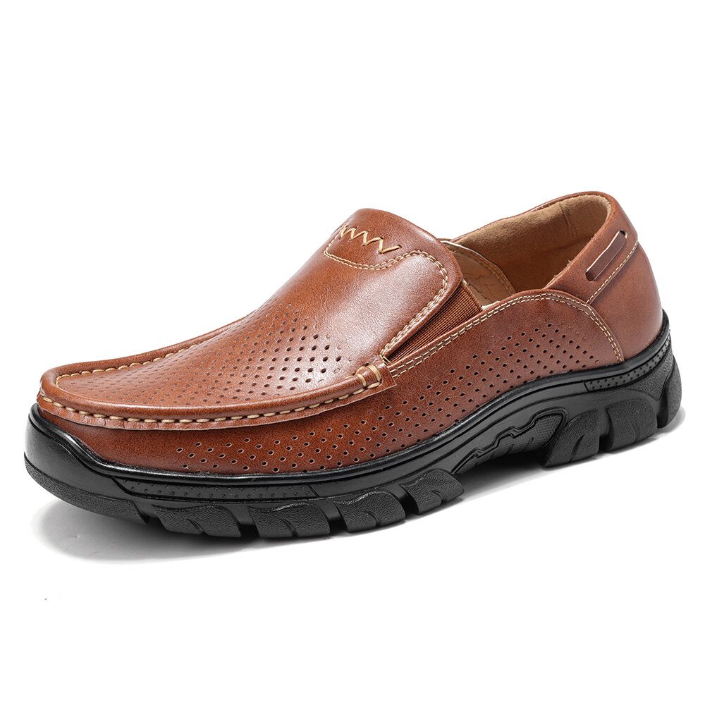 Menico Men Hole Microfiber Leather Non Slip Soft Outdoor Casual Shoes