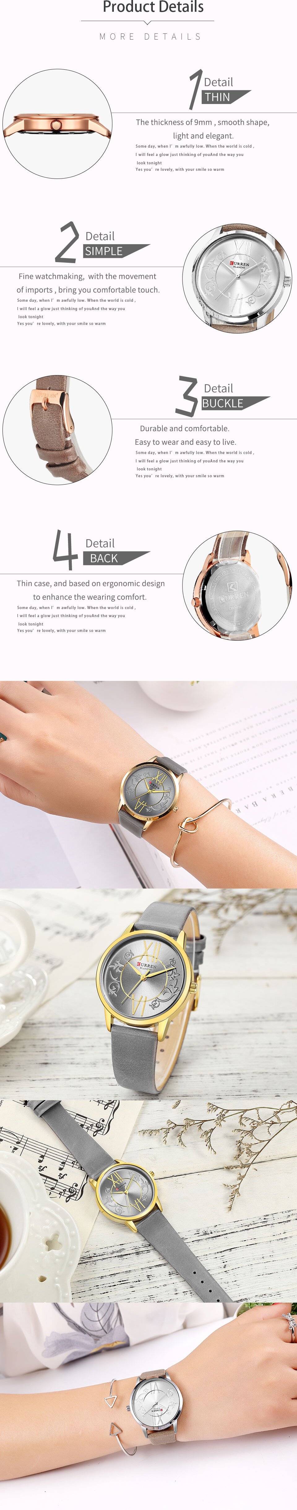 Analog Casual Style Women Wrist Watch Leather Band Quartz Watch