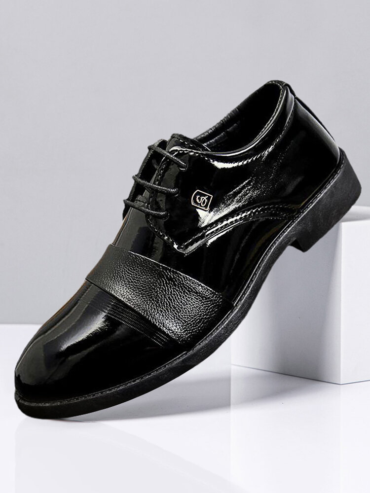 Men Black Formal Lace Up Business Casual Shoes