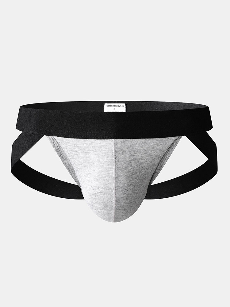 Mens Contrast Color Cotton Thin Elastic Waistband Low Waist Sexy Thongs