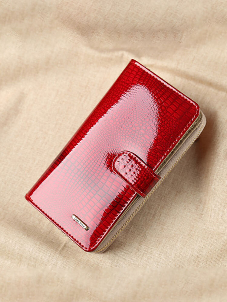 Genuine Leather Stylish Multi-slots Wallet Card Holder Purse For Women