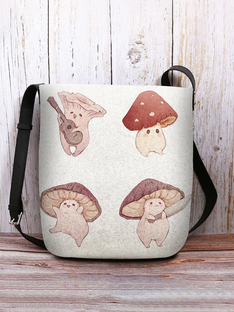 Women Mushroom Pattern Print Crossbody Bag Shoulder Bag