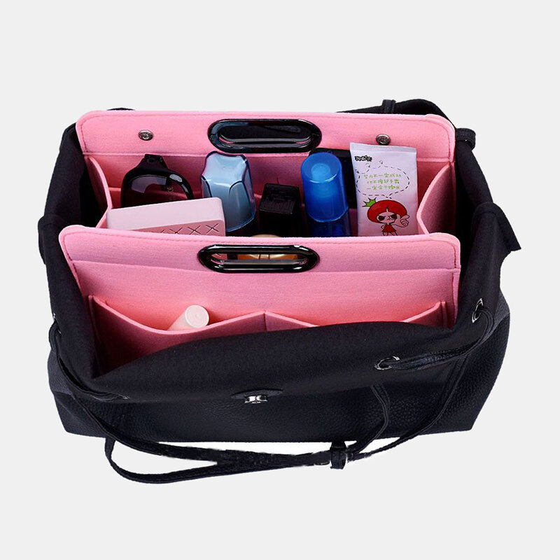 

Felt Cosmetic Bag Ladies Multi-Function Felt Handbag Finishing Bag Portable Felt Storage Bag, Pink;beige;gray