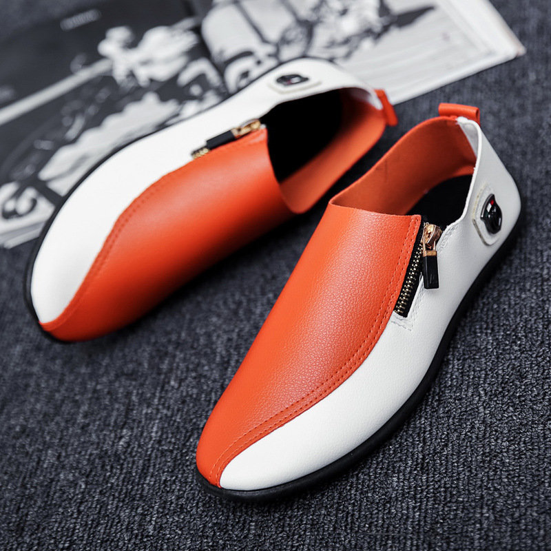 zipper leather shoes