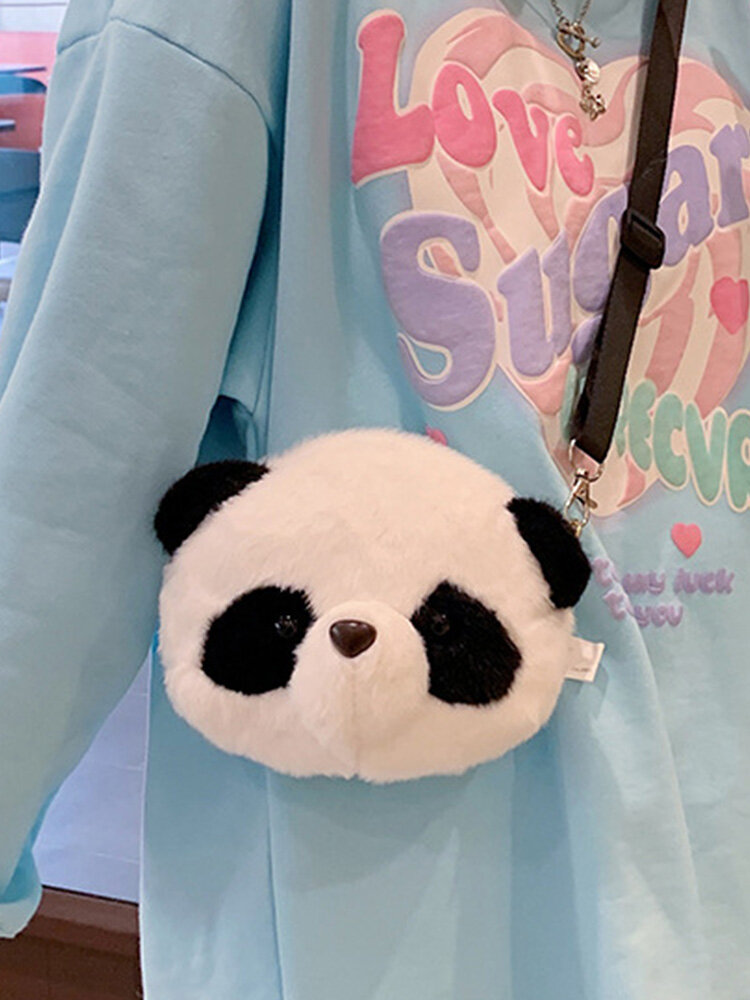 Women Dacron Cute Panda Winter Olympics Beijing 2022 Plush Crossbody Bag