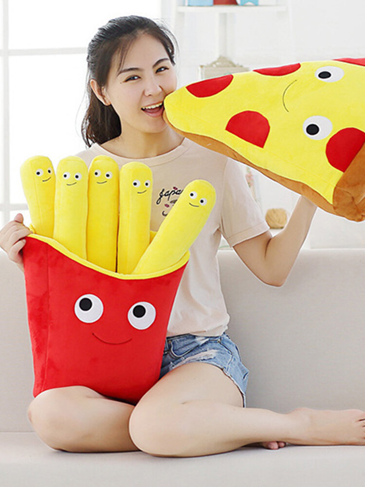 3D 50CM Cute Cartoon Expression Pizza French Fries Cushions Creative Stuffed Plush Toys Home Decor