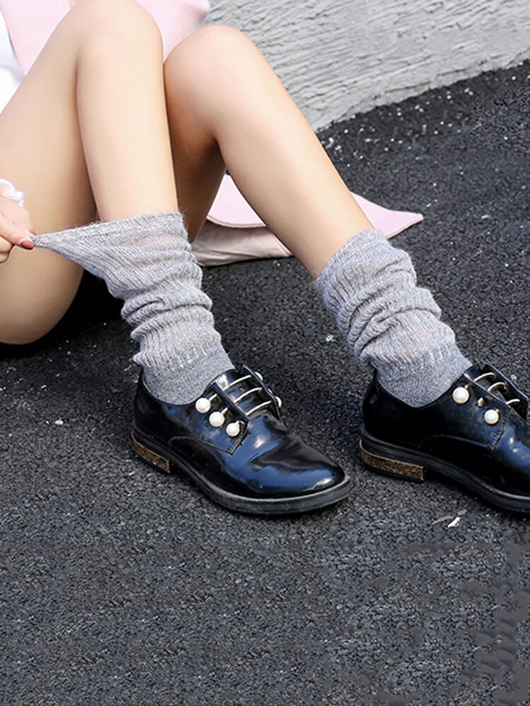 5 Colors Women's Stockings Thickening Stripe Solid Socks Long Boot Socks Knitting Leg Warmers