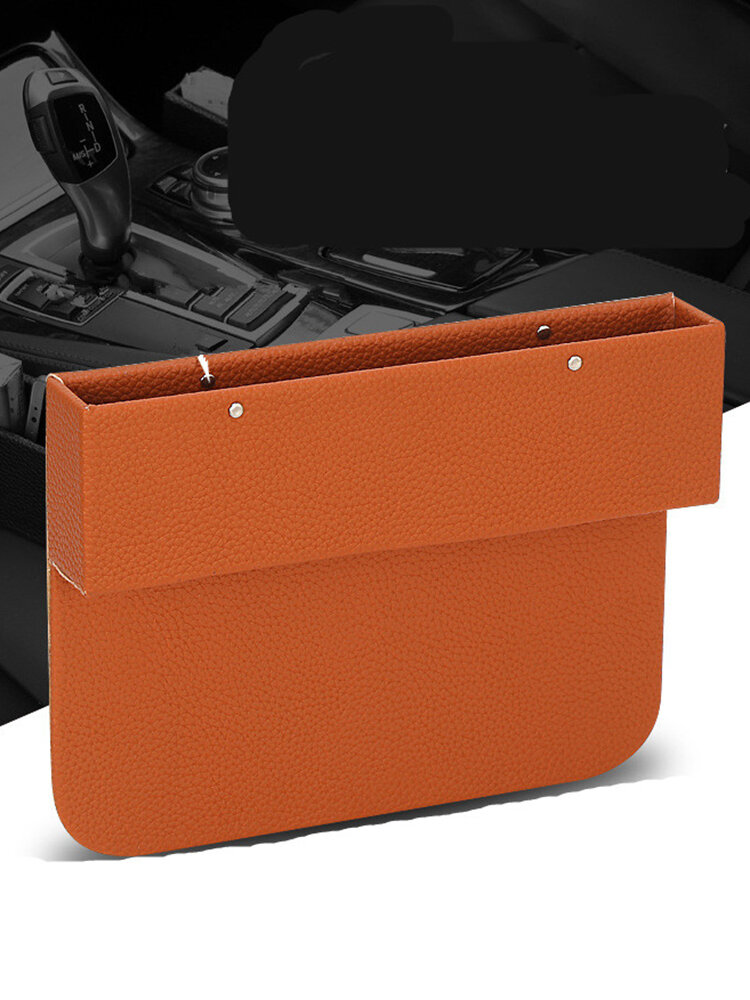 Car Seat Gap Storage Box Leather Car Catcher Box Seat Gap Slit Storage Pocket Organizer Coin Box