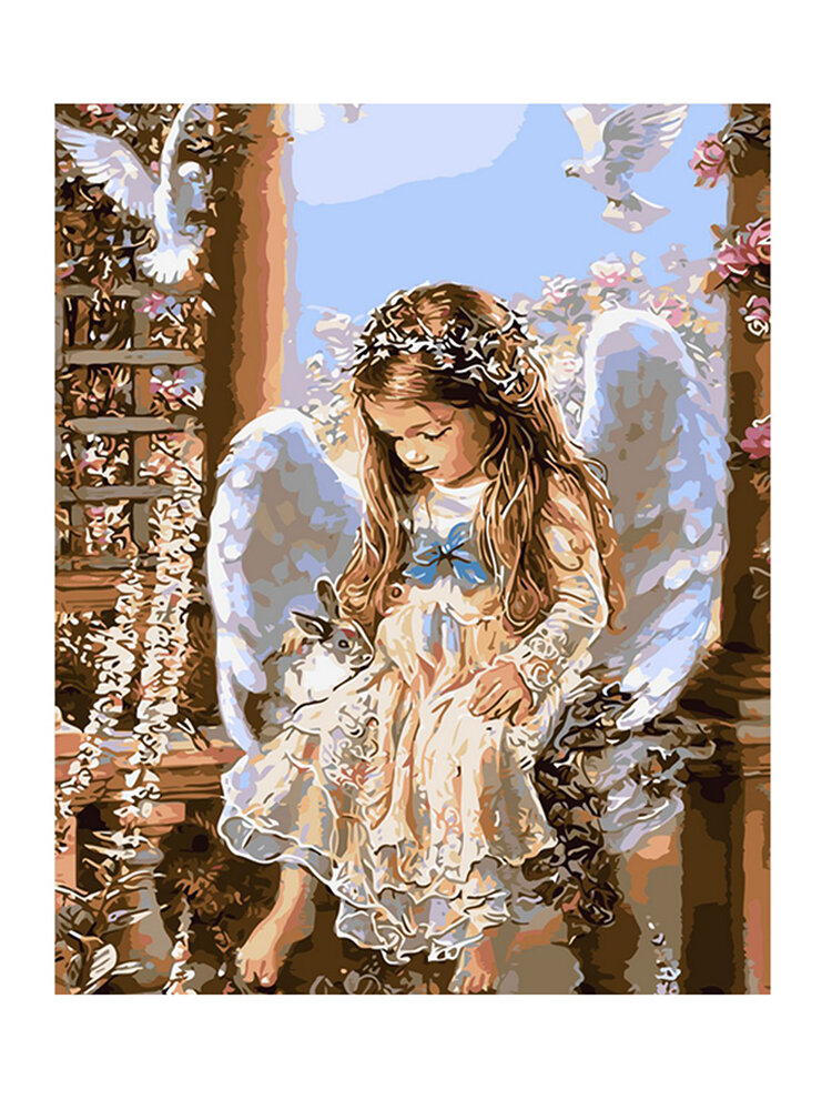 翼の壁の装飾リネンキャンバスと天使を描くDIY