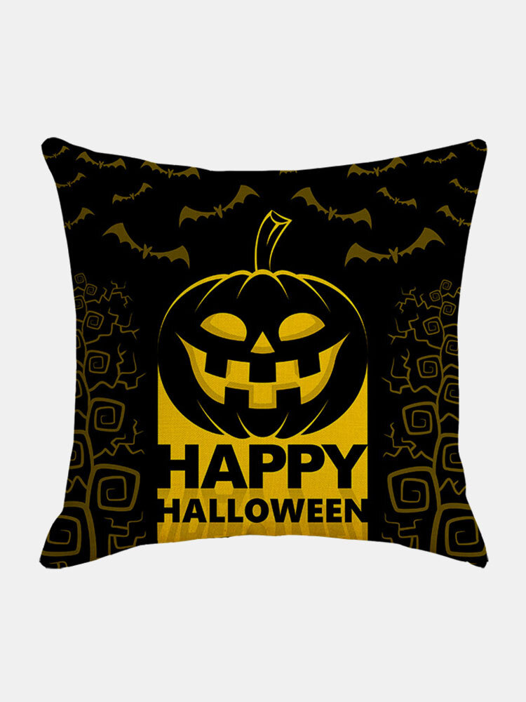 1 PC Halloween Pillowcase Cushion Cover Throw Pillow Cover Without Filler Linen Pumpkin Bat Cartoon Pattern Festival Dec