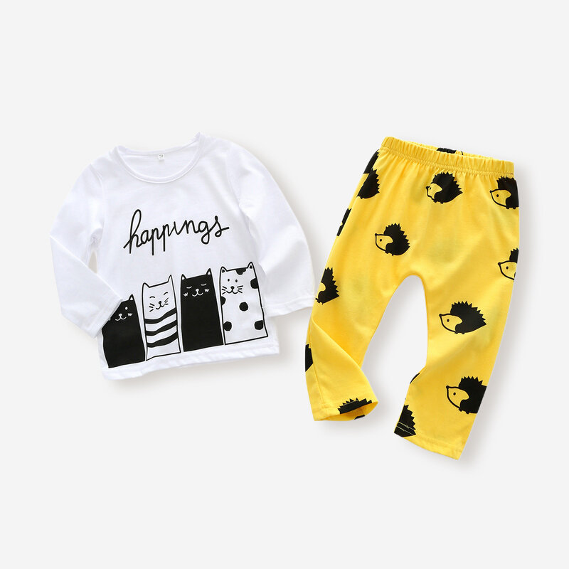 

Baby Cartoon Print Long Sleeves Casual Clothing Set For 6-24M, White