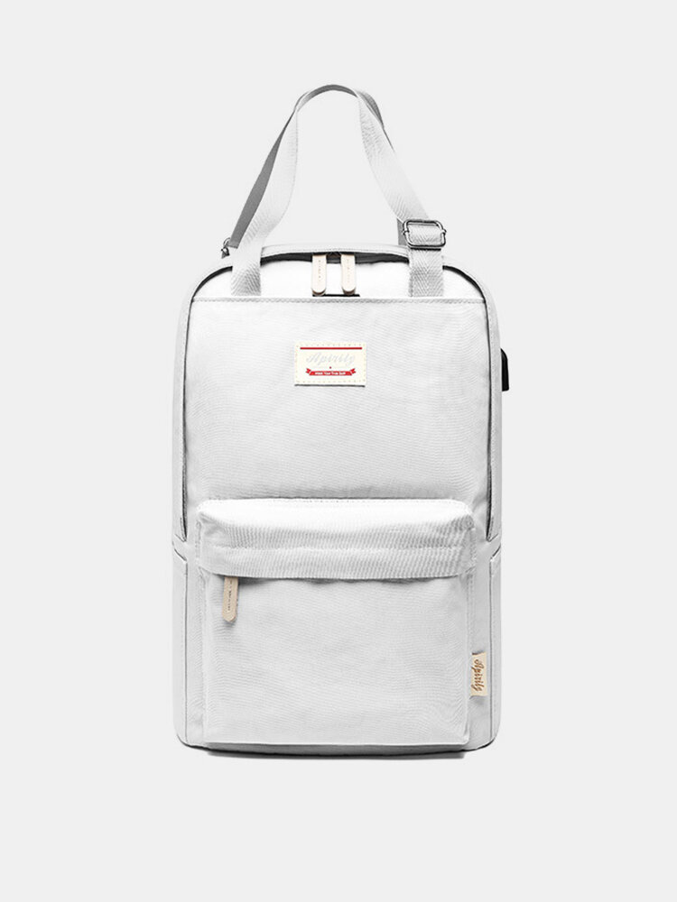 Women Solid Handbags 15.6 Inch Nylon Multifunction Waterproof Casual USB Charging Backpack  