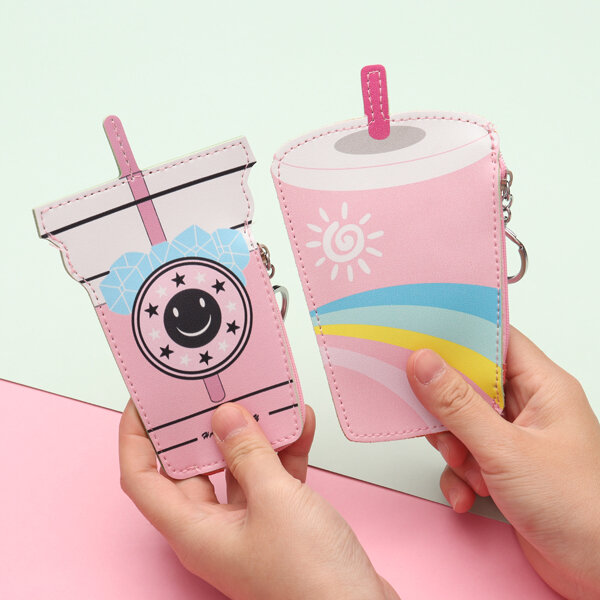 Girls Cute Ice Cream Shape Coin Bag Milk Tea Key Bag Card Bags